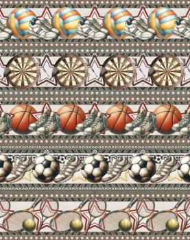 Tricoline estampa digital barrado esportes - CORTES 0,55m x 1,50m 