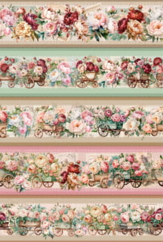 Tricoline estampa digital barrado floral paixão - CORTES 0,55m x 1,50m