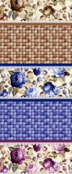 Tricoline estampa digital barrado floral vintage com composê - CORTES 0,55m x 1,50m