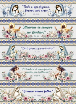 Tricoline estampa digital barrado frases bíblicas 