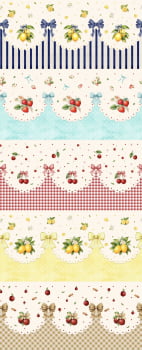 Tricoline estampa digital barrado frutinhas sucesso - CORTES 0,55m x 1,50m  