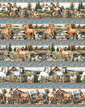 Tricoline estampa digital barrado horse - CORTES 0,55m x 1,50m