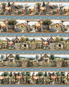 Tricoline estampa digital barrado horse - CORTES 0,55m x 1,50m