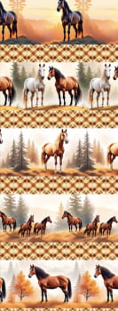 Tricoline estampa digital barrado horse - CORTES 0,55m x 1,50m