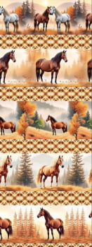Tricoline estampa digital barrado horse - CORTES 0,55m x 1,50m
