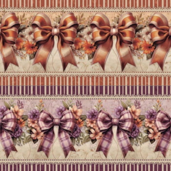 Tricoline estampa digital barrado laços de luxo - CORTES 0,55m x 1,50m