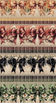 Tricoline estampa digital barrado laços de luxo - CORTES 0,55m x 1,50m