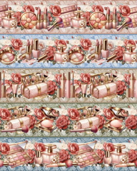 Tricoline estampa digital barrado make - CORTES 0,55m x 1,50m