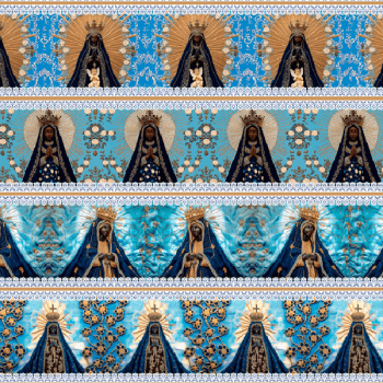 Tricoline estampa digital barrado Nossa Senhora Aparecida - CORTES 0,55m x 1,50m