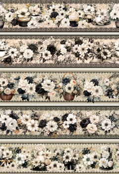 Tricoline estampa digital barrado opera floral - CORTES 0,55m x 1,50m