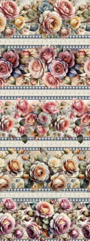 Tricoline estampa digital barrado vintage - CORTES 0,55m x 1,50m