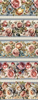 Tricoline estampa digital barrado vintage - CORTES 0,55m x 1,50m