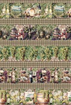 Tricoline estampa digital barrado vinícola  - CORTES 0,55m x 1,50m