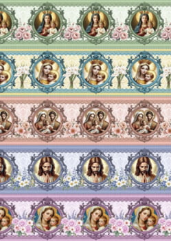 Tricoline estampa digital barrado Família Abençoada - CORTES 0,55m x 1,50m 