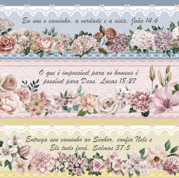 Tricoline estampa digital barrado frases bíblicas jardim de luz