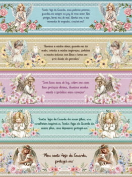 Tricoline estampa digital barrado frases de anjo da guarda 