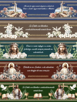 Tricoline estampa digital barrado frases de Cristo