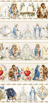 Tricoline estampa digital barrado luz da Sagrada Família - CORTES 0,55m x 1,50m 