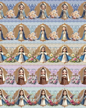 Tricoline estampa digital barrado mãe do céu - CORTES 0,55m x 1,50m