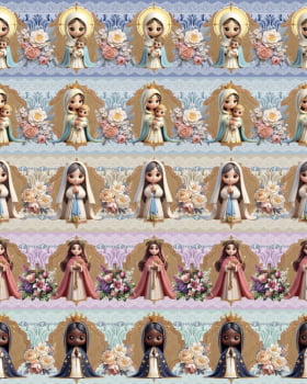 Tricoline estampa digital barrado mãe do céu - CORTES 0,55m x 1,50m