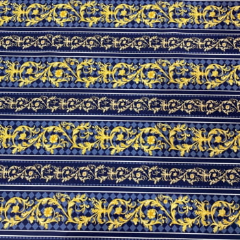Tricoline estampa digital arabesco azul