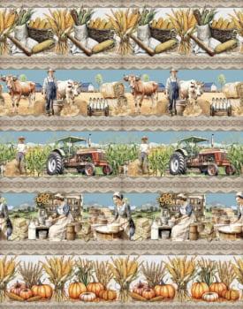 Tricoline estampa digital barrado agro é vida - CORTES 0,55m x 1,50m