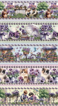 Tricoline estampa digital barrado amor perfeito 