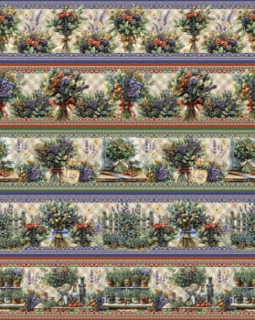 Tricoline estampa digital barrado bouquet - CORTES 0,55m x 1,50m 