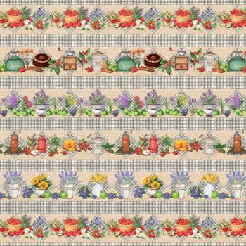 Tricoline estampa digital barrado cozinha floral 