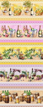 Tricoline estampa digital barrado drinks variados 