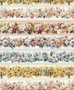 Tricoline estampa digital barrado floral da primavera 