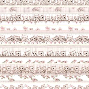 Tricoline estampa digital barrado kitties