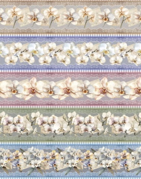 Tricoline estampa digital barrado orquídeas perfeitas