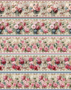 Tricoline estampa digital barrado rose