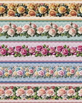 Tricoline estampa digital barrado rosas maravilhosas 