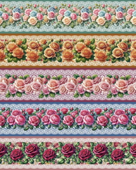 Tricoline estampa digital barrado rosas maravilhosas 