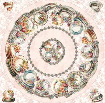 Sarja leve estampa digital toalha redonda louças 