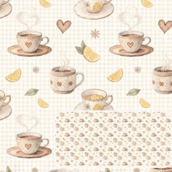 Tricoline estampa digital bules Cozy kitchen 