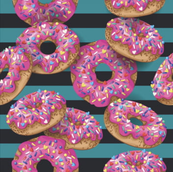 Tricoline estampa digital donuts rosa
