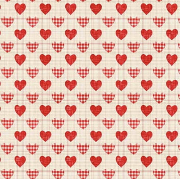 Tricoline estampa digital coração vintage red