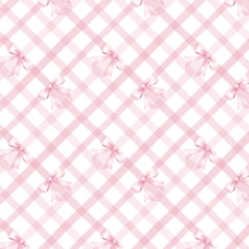 Tricoline estampa digital lacinhos com xadrez rosa