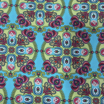 Tricoline estampa digital matrioskas 
