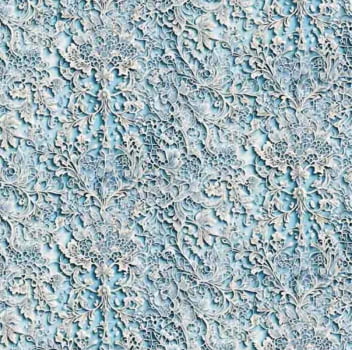 Tricoline estampa digital tipo renda azul