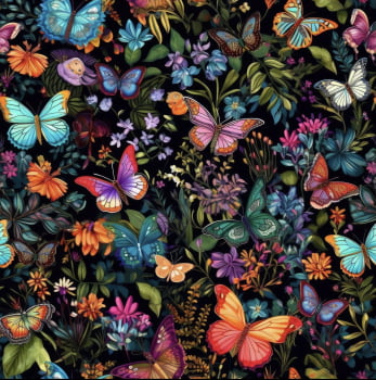 Tricoline estampa digital borboletas multicoloridas 