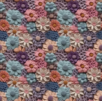 Tricoline estampa digital crochê floral 
