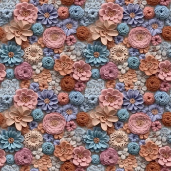 Tricoline estampa digital crochê flores