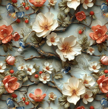Tricoline estampa digital floral divino 