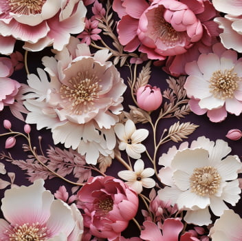 Tricoline estampa digital floral glamour rosa