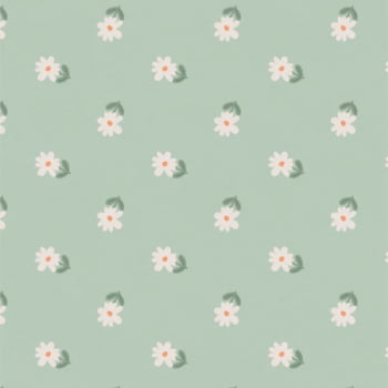 Tricoline estampa digital floral fundo verde