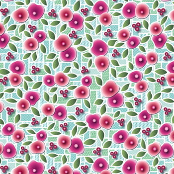 Tricoline estampa digital floral menor pink mosaico 